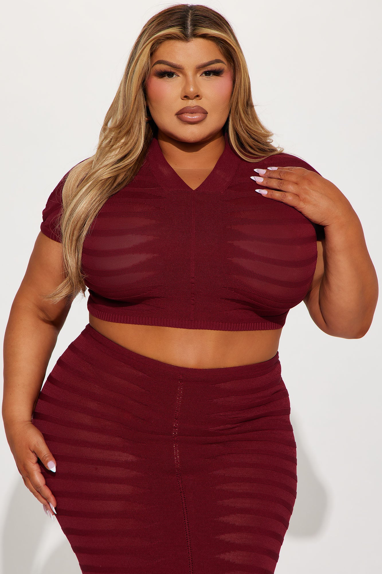 Love Me Sweater Skirt Set - Burgundy