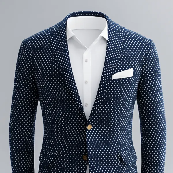 Men's Polka Dot Lapel Collar Two Button Chest Pocket Long Sleeve Blazer