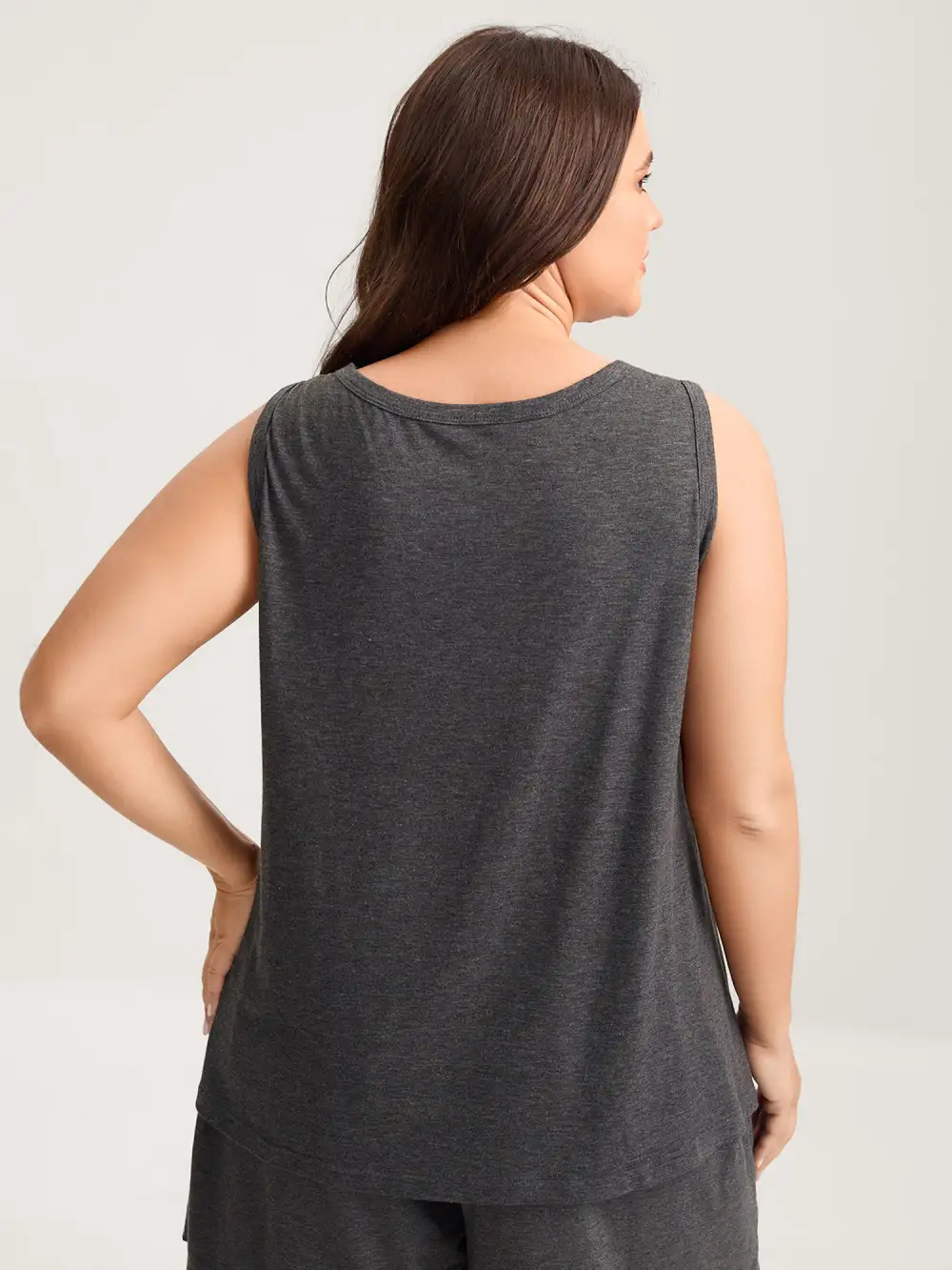 Star & Moon Print Solid Tank Top