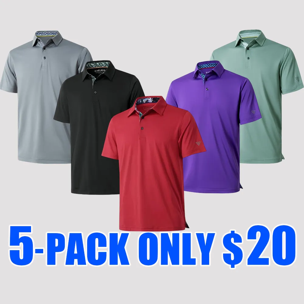 Mens Polo Shirts Short Casual Dry Fit Performance Designed Collared Golf Polo Shirts for Men Plus Size Men's Tops