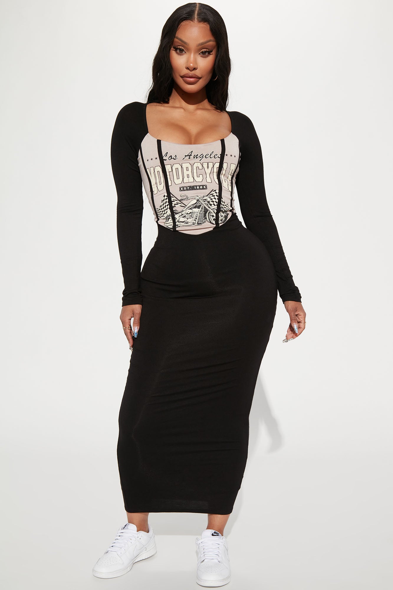 Motor Speed Midi Dress - Taupe/combo