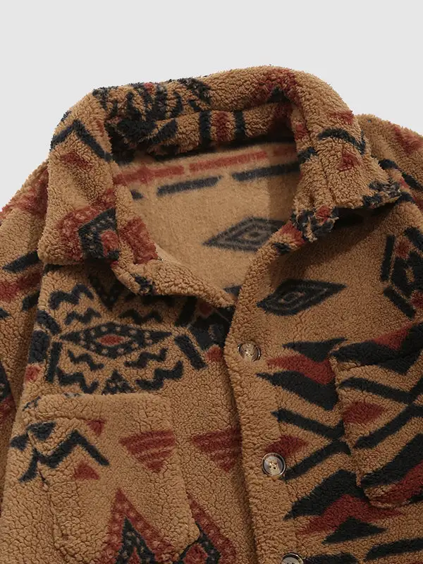 Men's Retro Ethnic Style Alpine Fleece Lapel Jacket