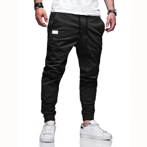 Men's Cargo Pants Cargo Trousers Joggers Trousers Casual Pants Drawstring Elastic Waist Elastic Cuff Plain Sports Outdoor Running Cotton Cotton Blend Streetwear Workout ArmyGreen Black