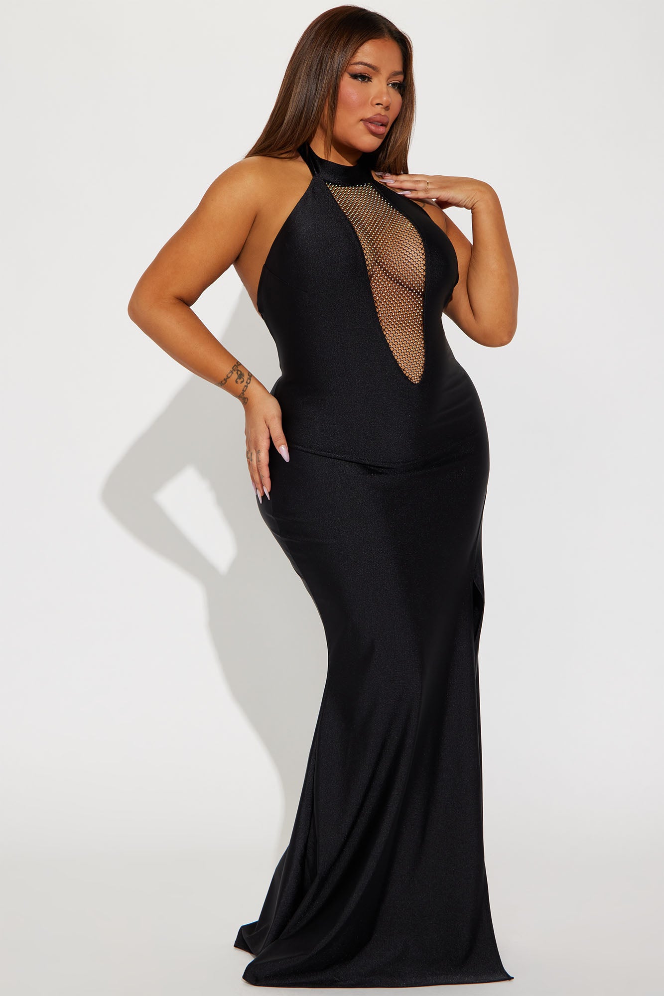 Chelsea Halter Embellished Gown - Black
