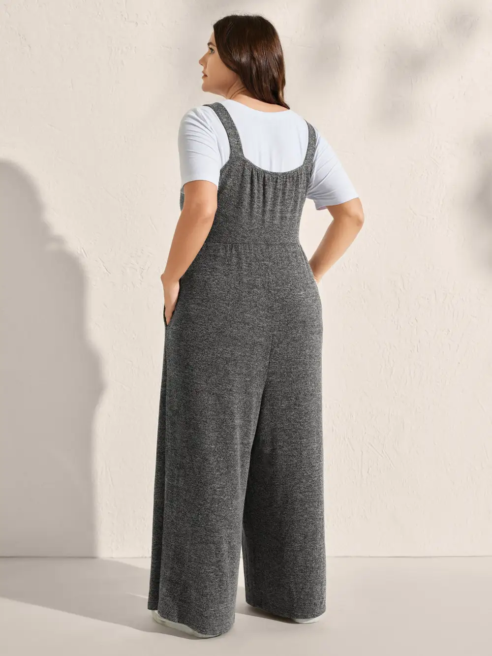 Heather Stretchy Wide-Leg Jumpsuit