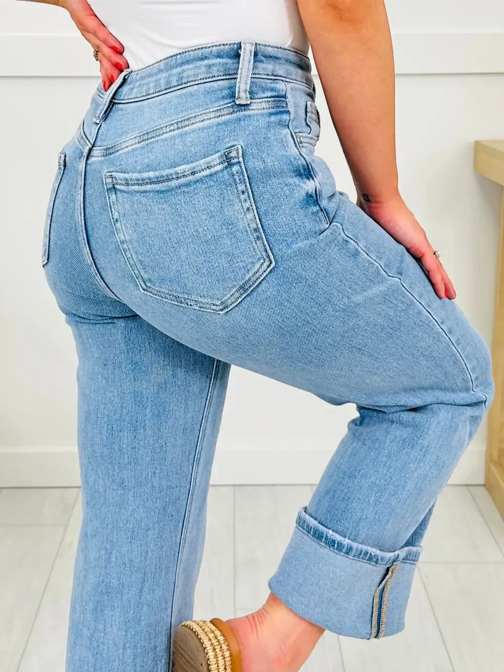 New Love Tummy Control Slim Wide Leg Jeans