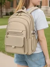 Women's Waterproof and Scratch-resistant Nylon Backpack - Large Capacity College Style School Bag with Multi-pocket Design, Suitable for Teenagers to Go to School and Daily Commuting