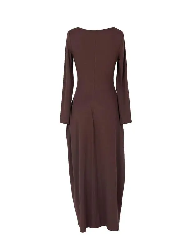 Women's Solid Color Pocket Lounge Dress, Casual Comfy Long Sleeve Dress for Daily Wear, Ladies Sleepwear Loungewear for All Seasons