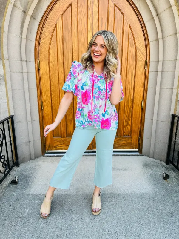 Tied With Blooms Top