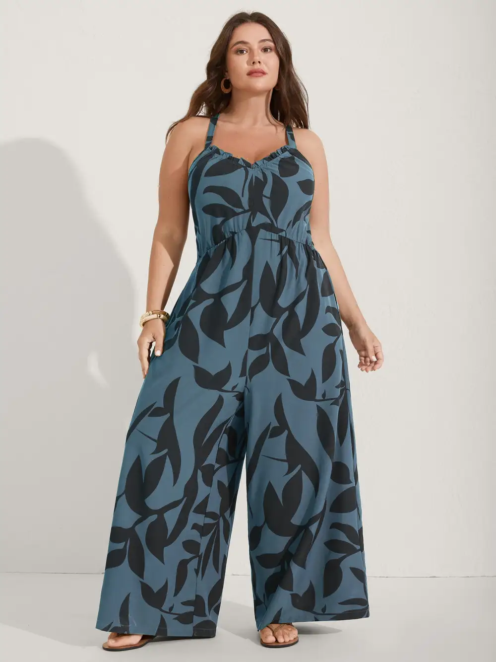 Silhouette Floral Print Sweetheart Jumpsuit