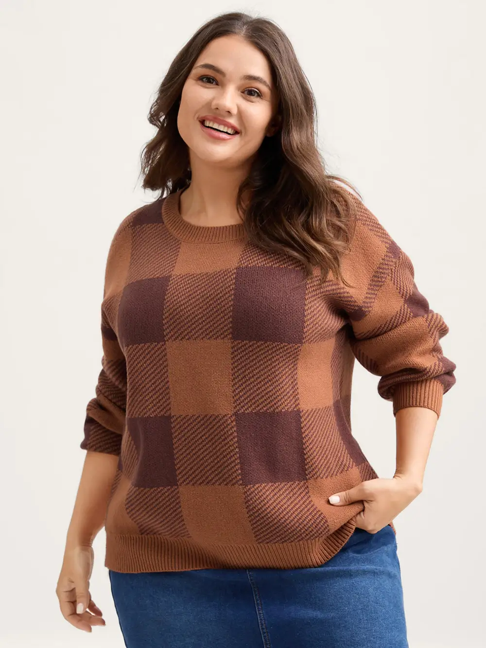 Supersoft Checkered Pattern Pullover