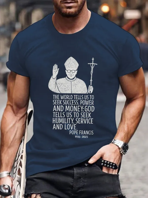 Men's God Tells Us To Seek Humility Service And Love Print Short Sleeve Round Neck Cotton T-Shirt