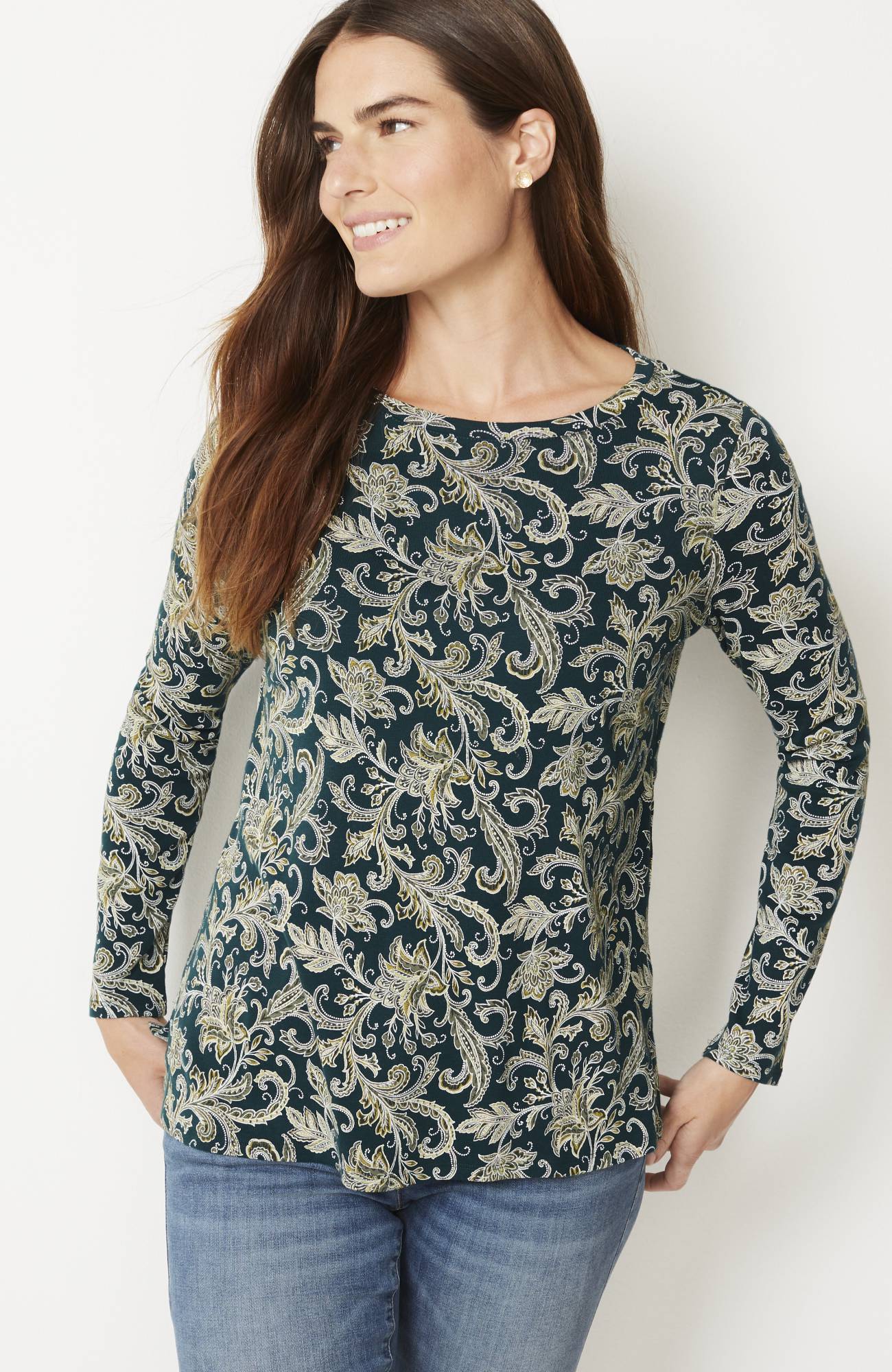 long-sleeve pima crew-neck tee