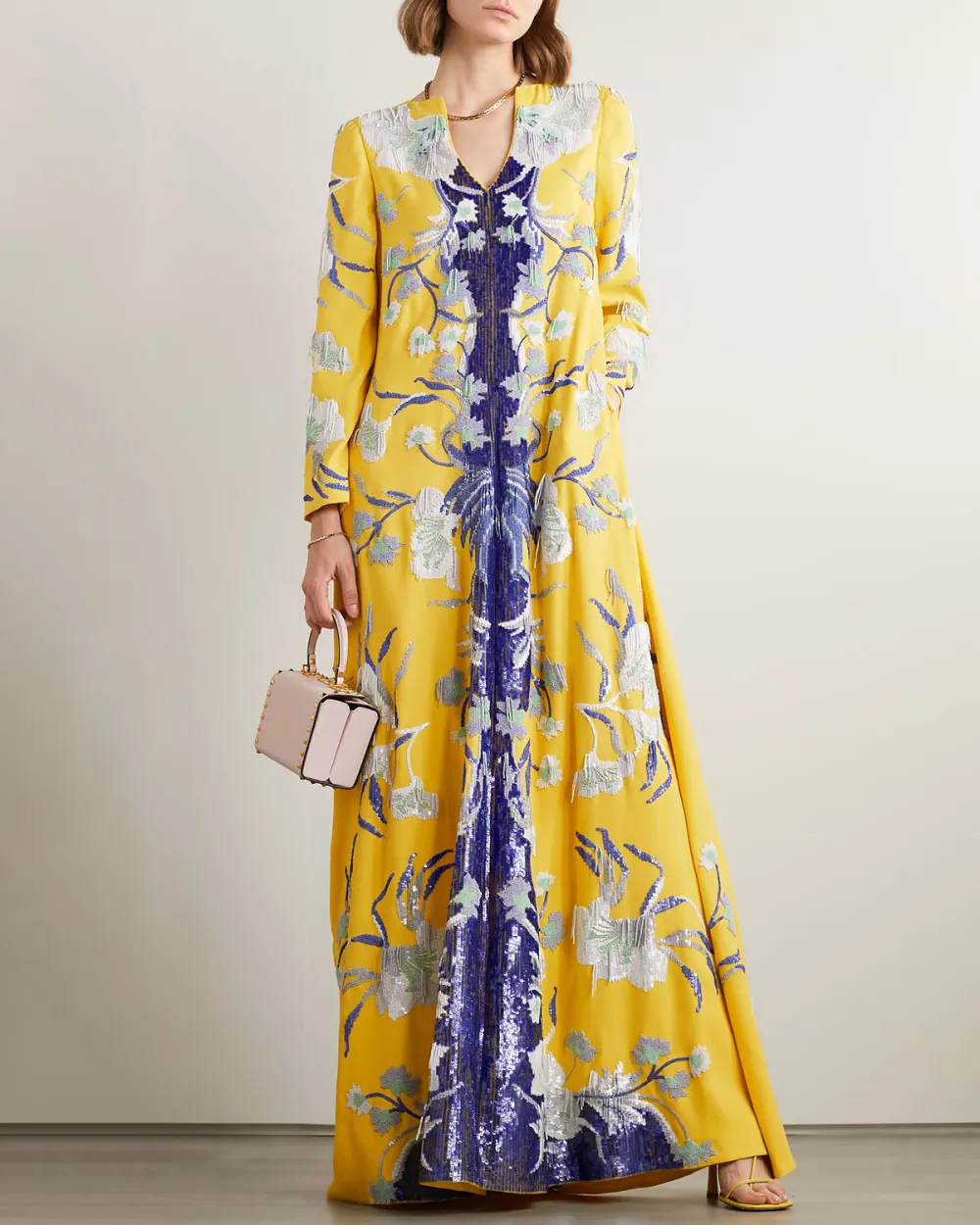 Elegant Flower Embroidery Sequin Kaftan