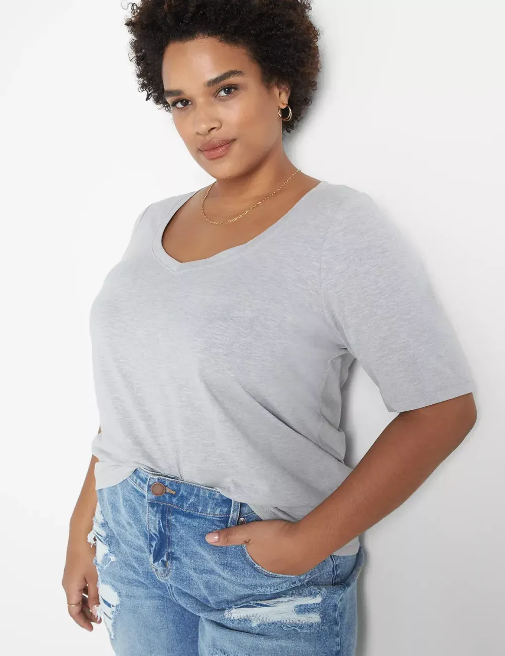 Modern Perfect Sleeve V-Neck Tee