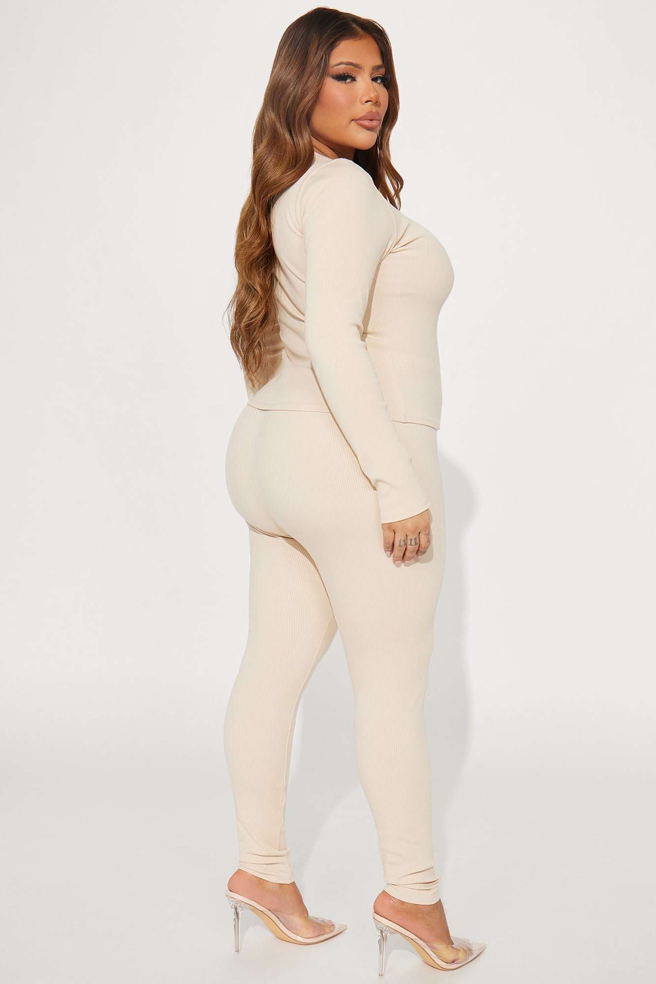 Braelynn Snatched Pant Set - Cream