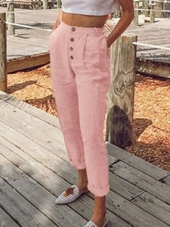 Women's Cotton Linen Fashion Simple Casual Pants