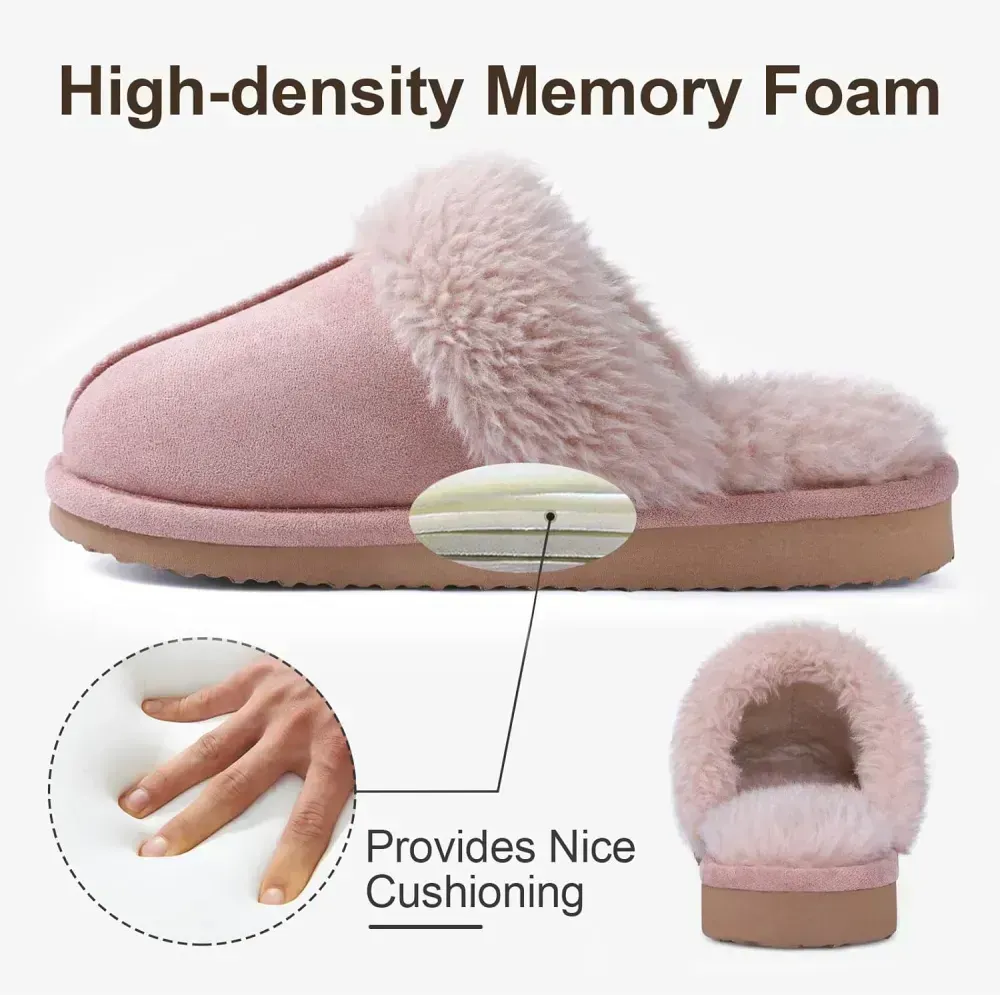 Litfun Women's Fuzzy Memory Foam Slippers Fluffy Winter House Shoes Indoor and Outdoor