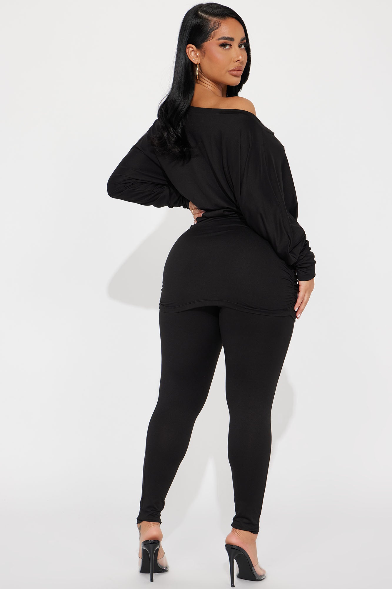 Camila Off Shoulder Legging Set - Black