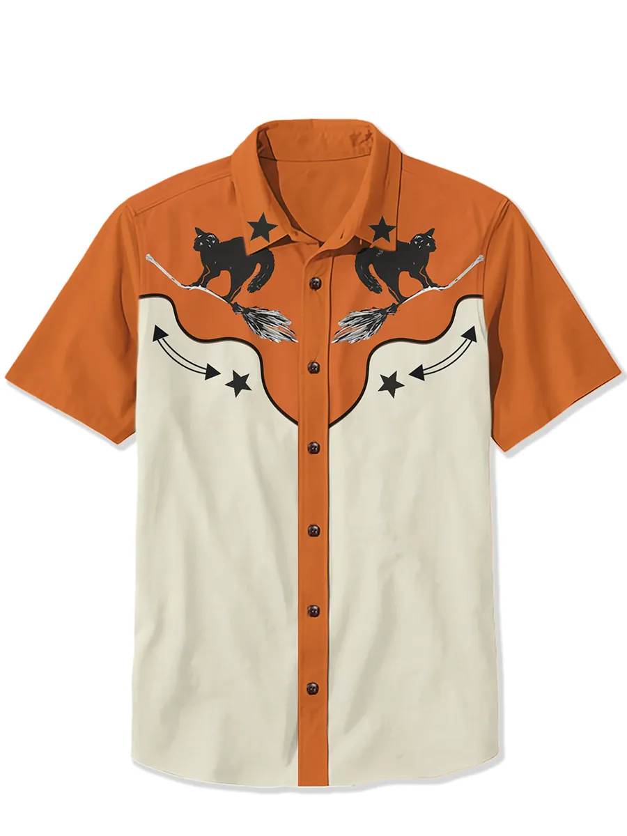 Halloween Cat Riding The Broom Shirt