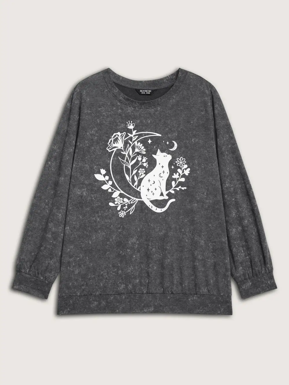 Midnight Cat Stretchy Solid Sweatshirt