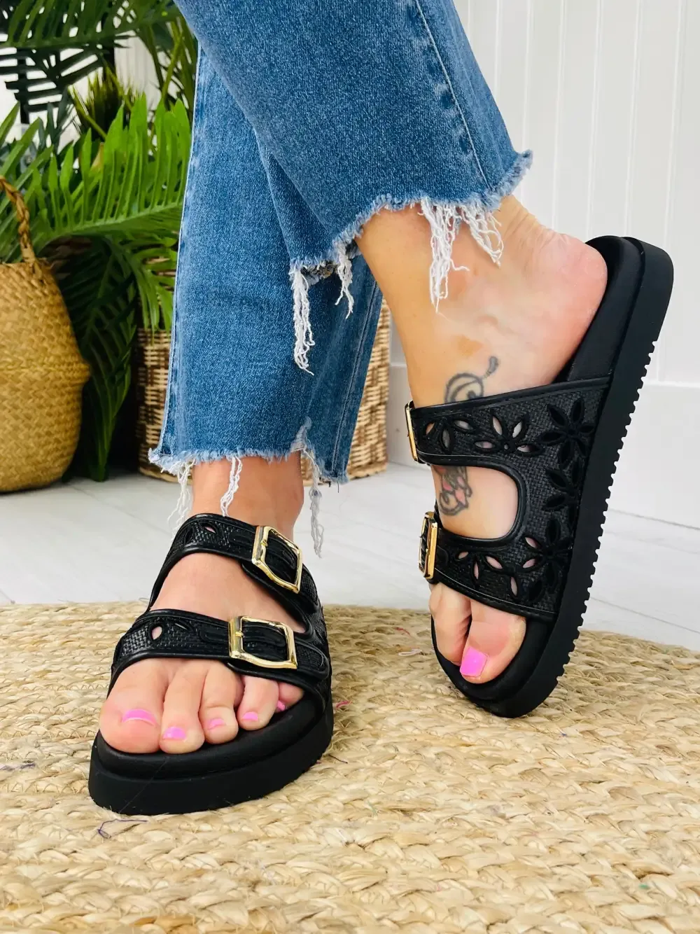 Buckled In Beauty Sandals in Black