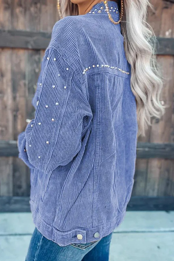 Casual Rivet Decoration Corduroy Jacket