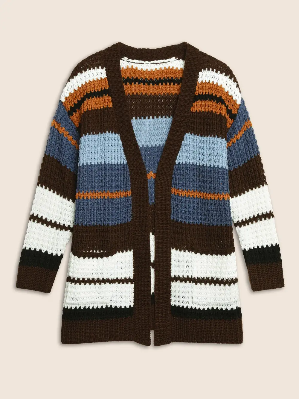 Colorblock Contrast Patched Pocket Cardigan