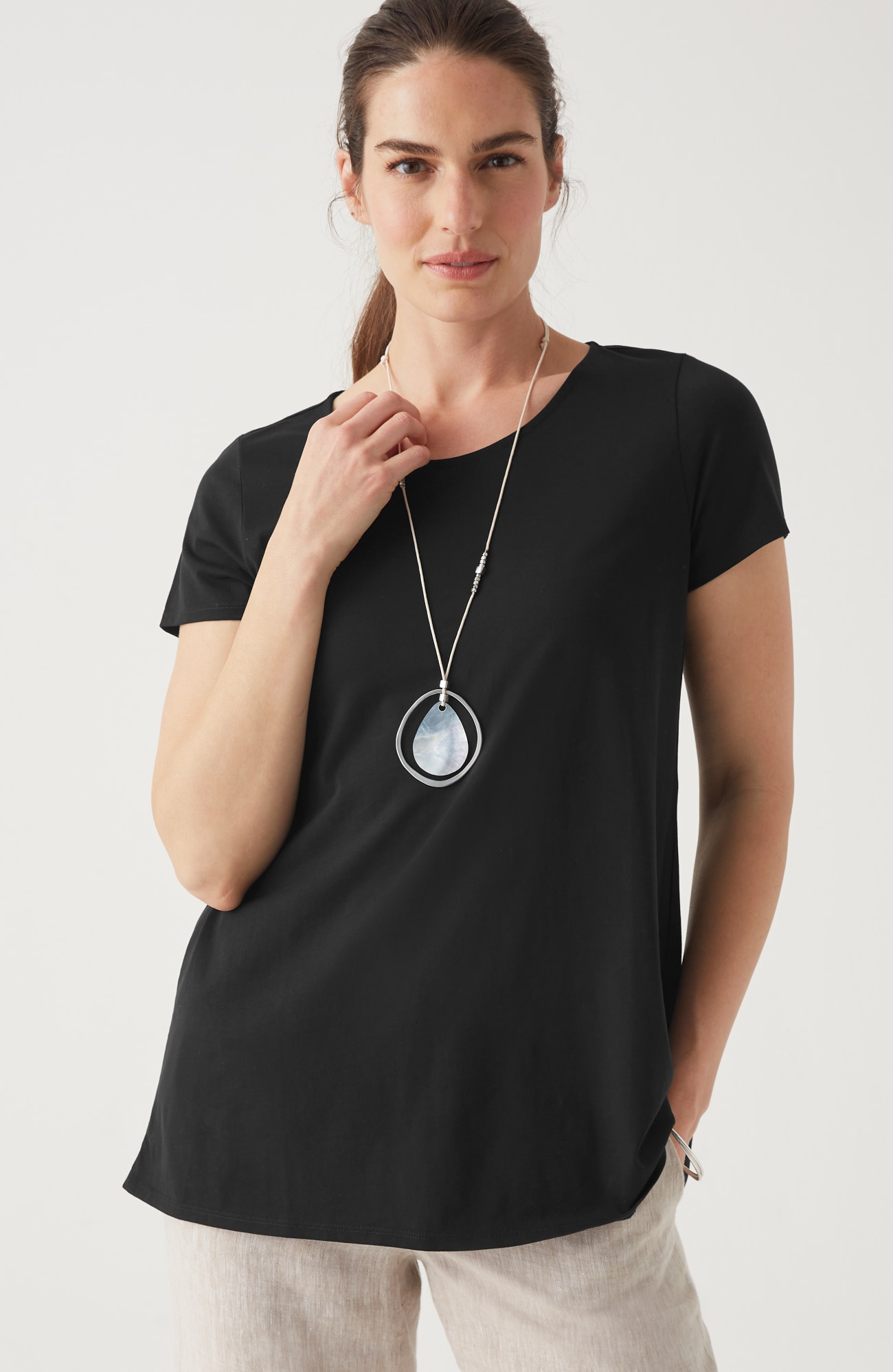 pure jill scoop-neck elliptical tee