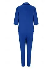 Women's Fashion Formal Blazer Suits Half Sleeve Solid Color Drawstring Work Business Dark Grey Black Dusty Rose Spring &  Fall Regular Fit