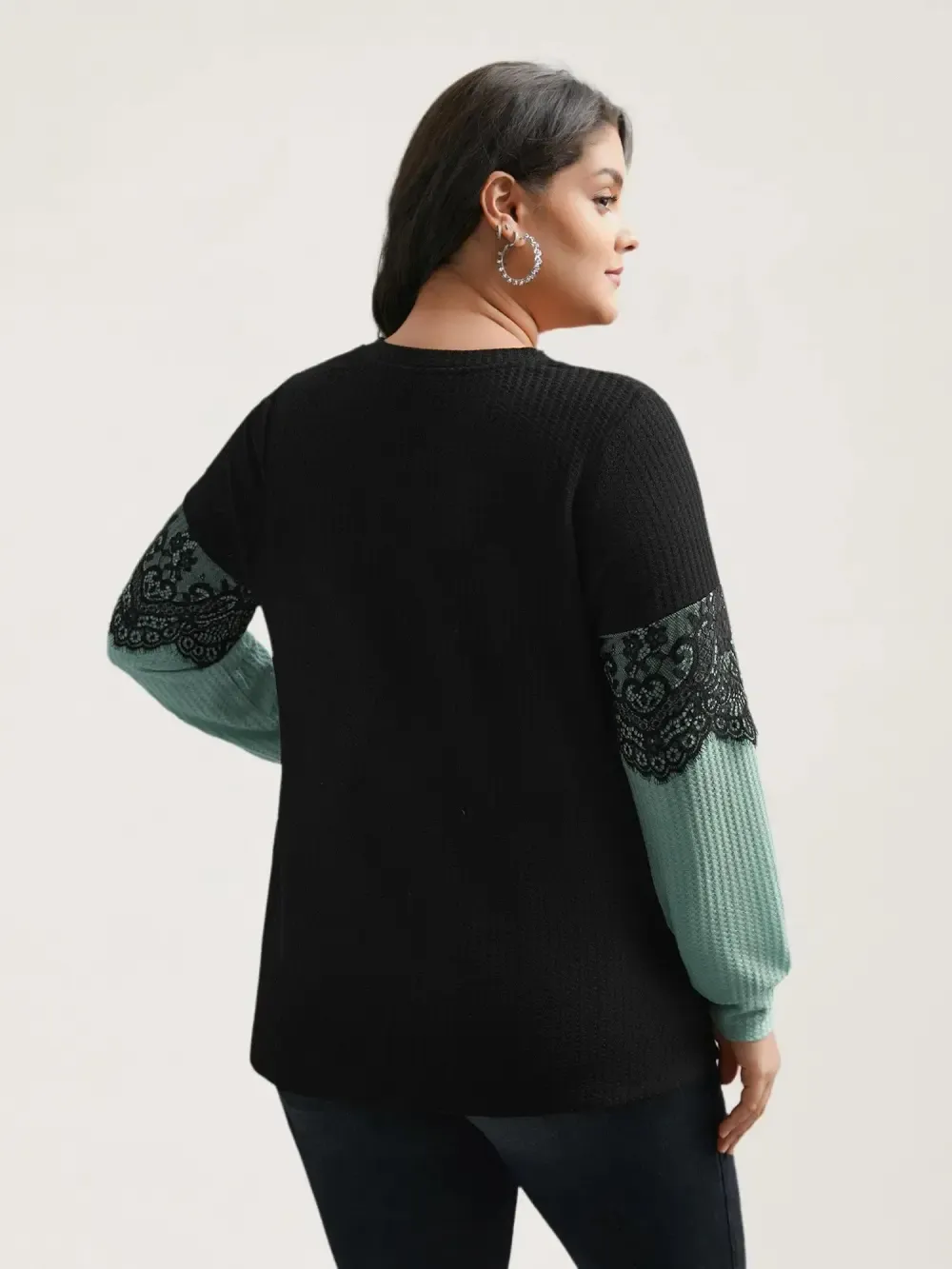 Crochet Lace Mesh Contrast Patchwork Top