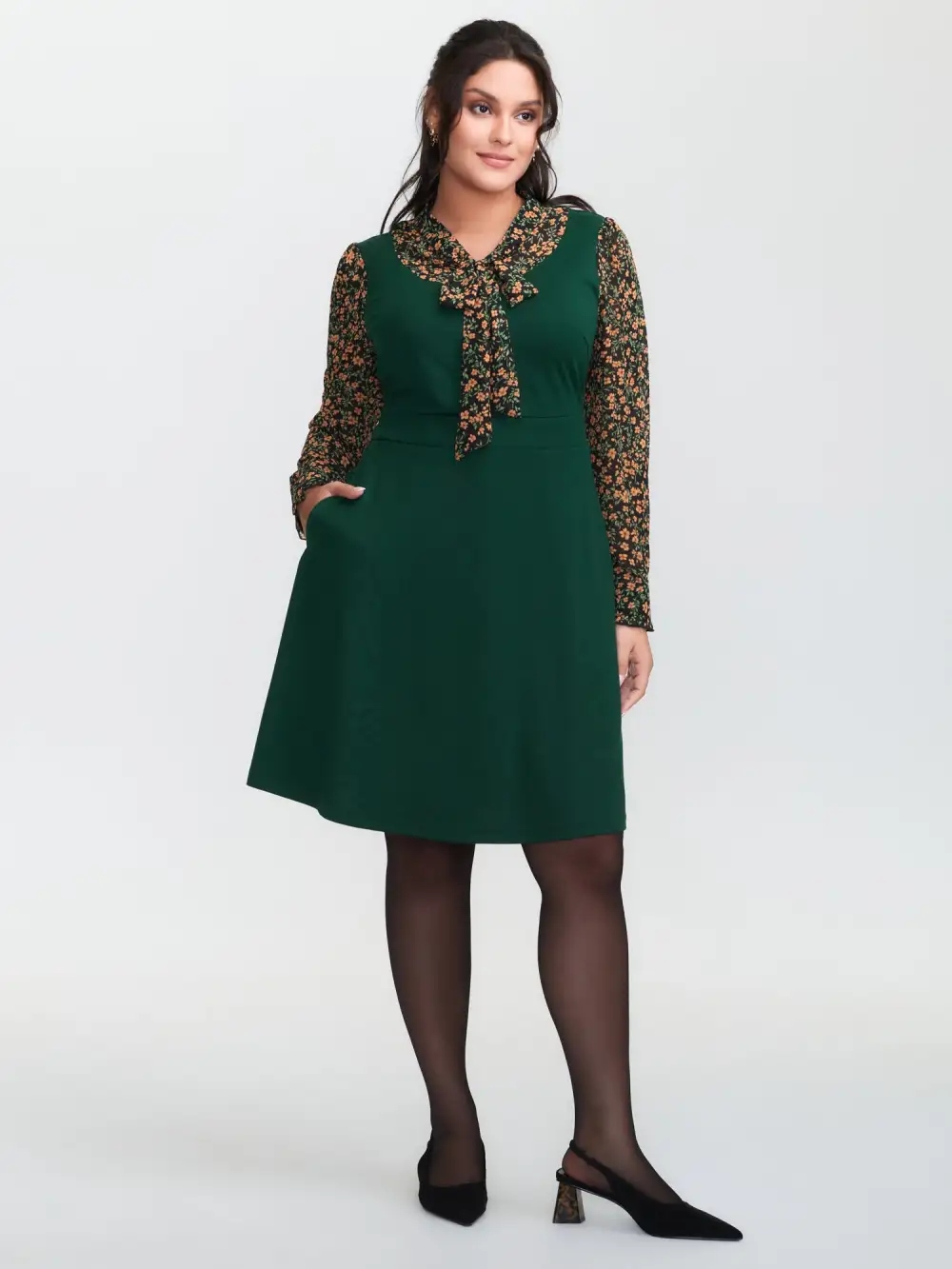 Chiffon Floral Print Stretchy Midi Dress