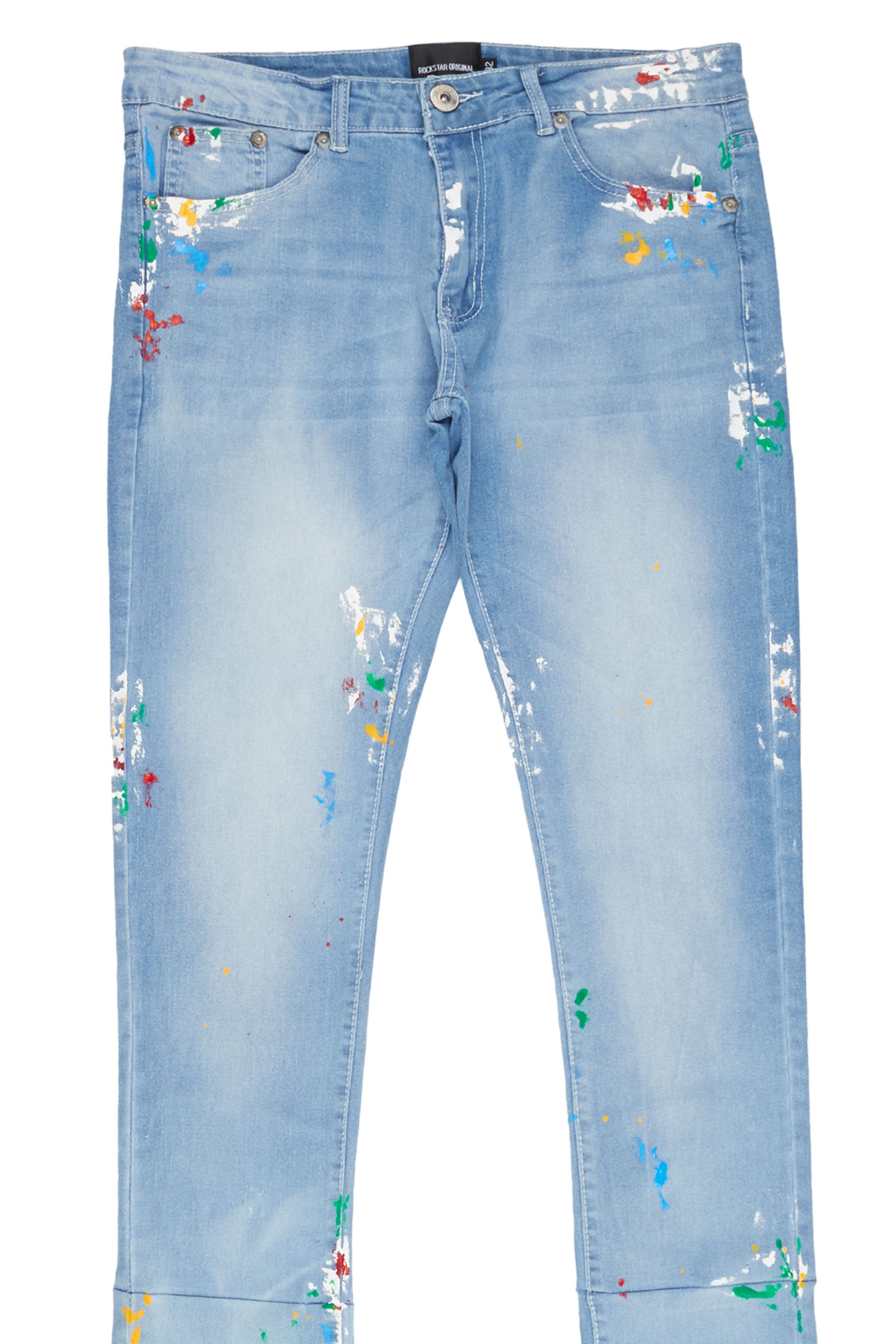Mitchel Blue Painter Super Stacked Flare Jean