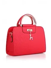 Women's Faux Leather Top Handle Tote Bag with Deer Charm - Elegant Structured Women's Shoulder Bag, Perfect for Mother's Day Gift, Work, Shopping and Casual Outings