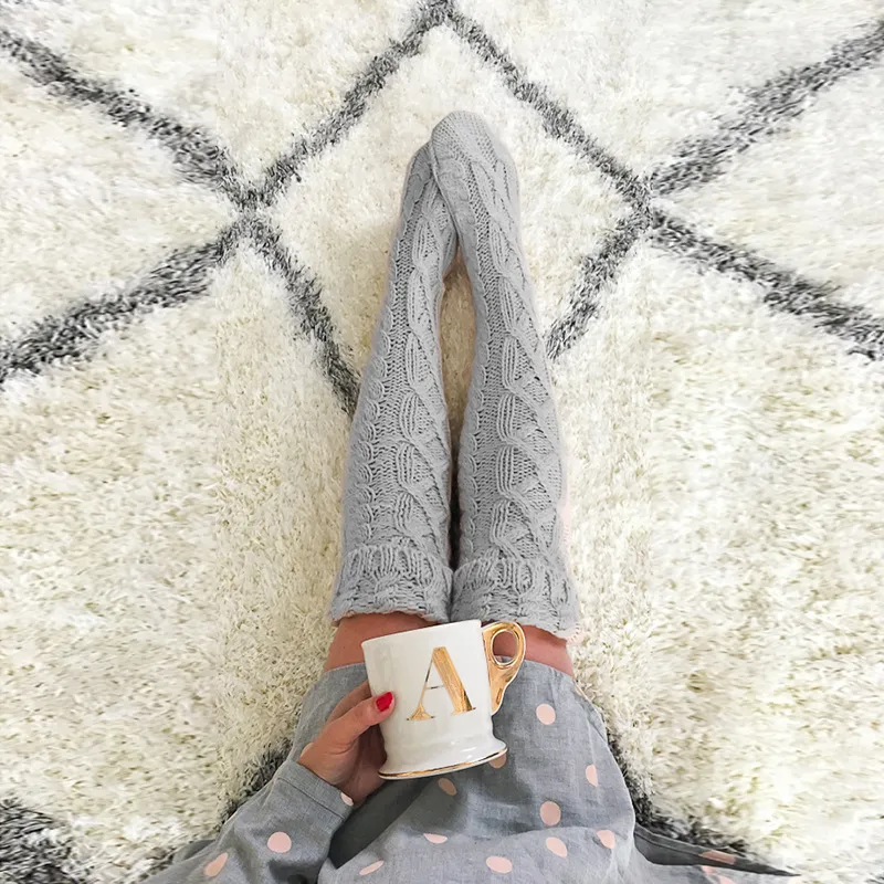 Mid Length Over The Knee Pile Wool Socks