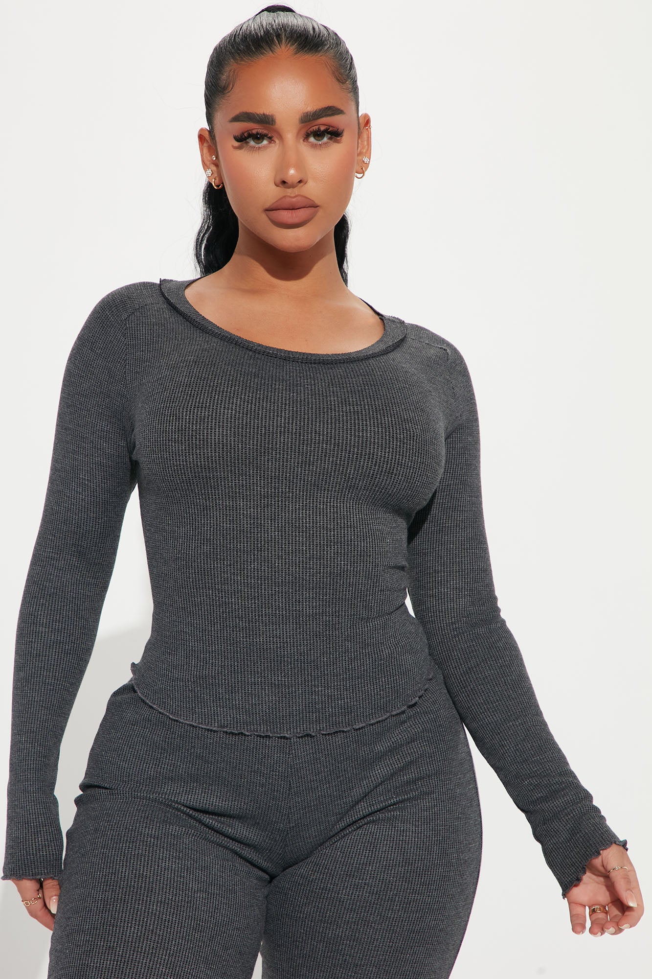 Small Talk Pant Set - Charcoal
