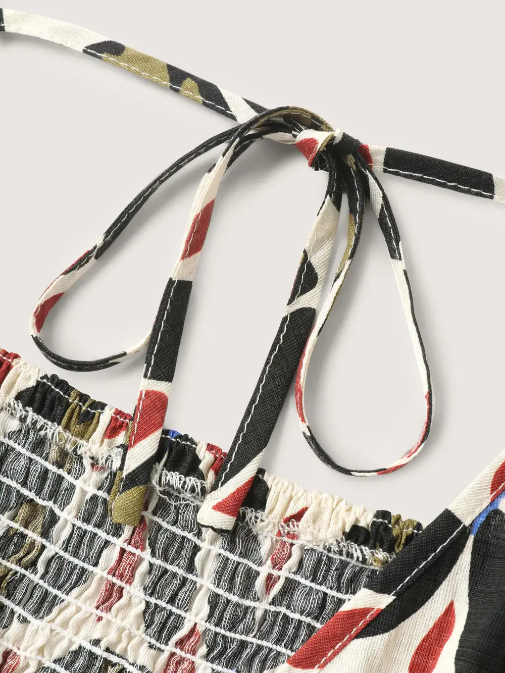 Retro Chic Print Shirred Bodice Jumpsuit