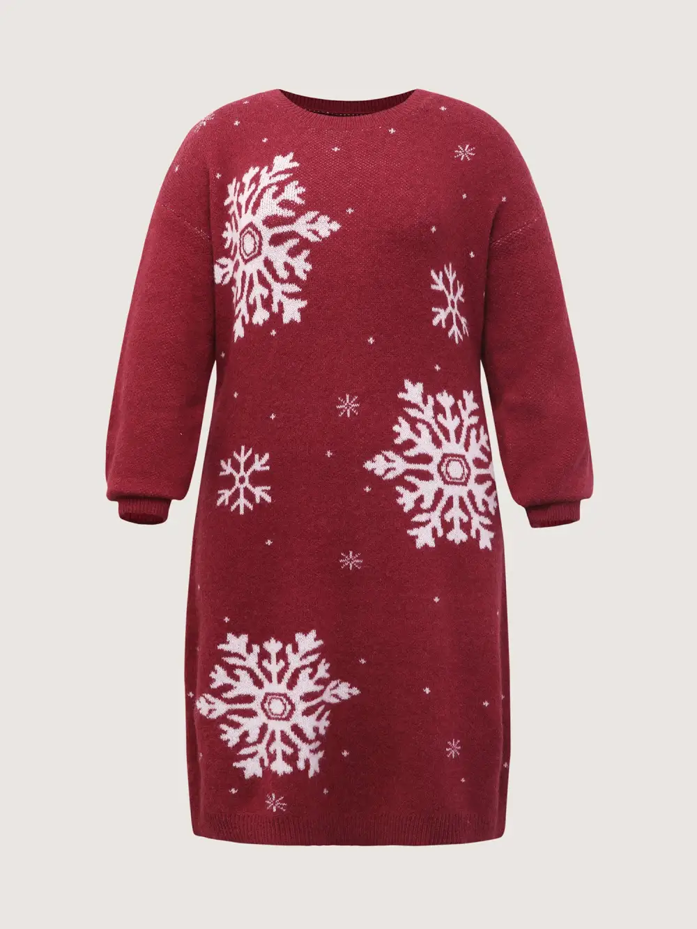 Snowflake Pattern Drop Shoulder Sweater Dress