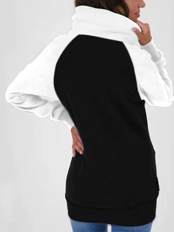 Women's Zip Hoodie Sweatshirt Basic Pocket Drawstring Zip Up White Light Green Pink Color Block Street Casual Pile Neck Long Sleeve Top Micro-elastic Fall & Winter