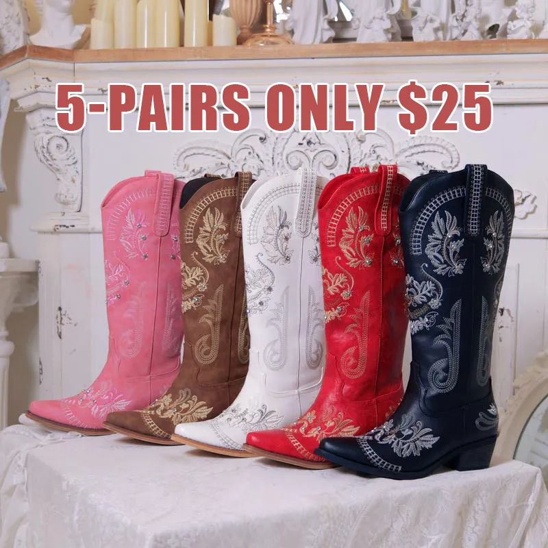 Sparkly Western Boots for Women – Pointed Toe, Zipper, Retro Style