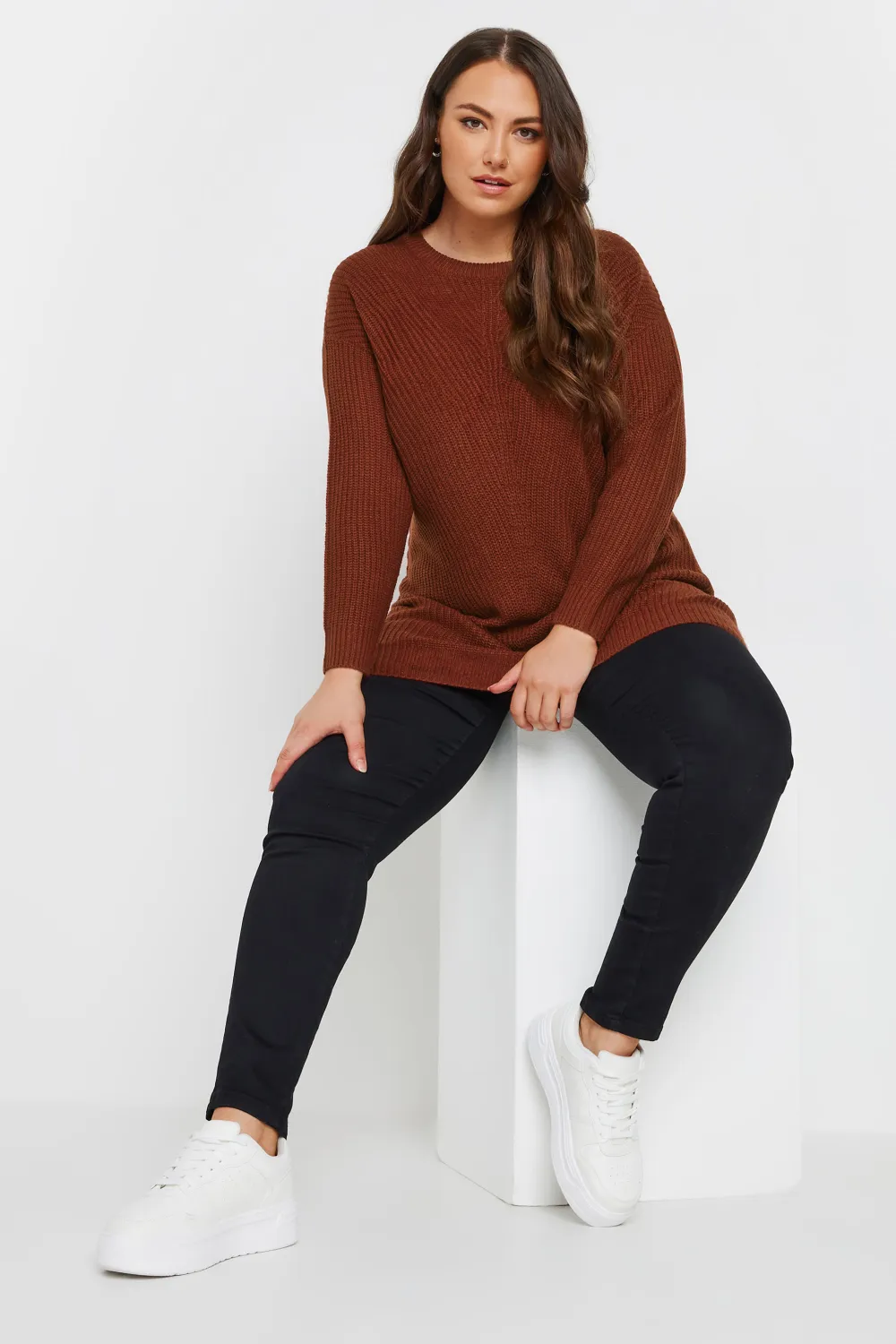 YOURS CURVE Dark Green Crew Neck Knitted jumper