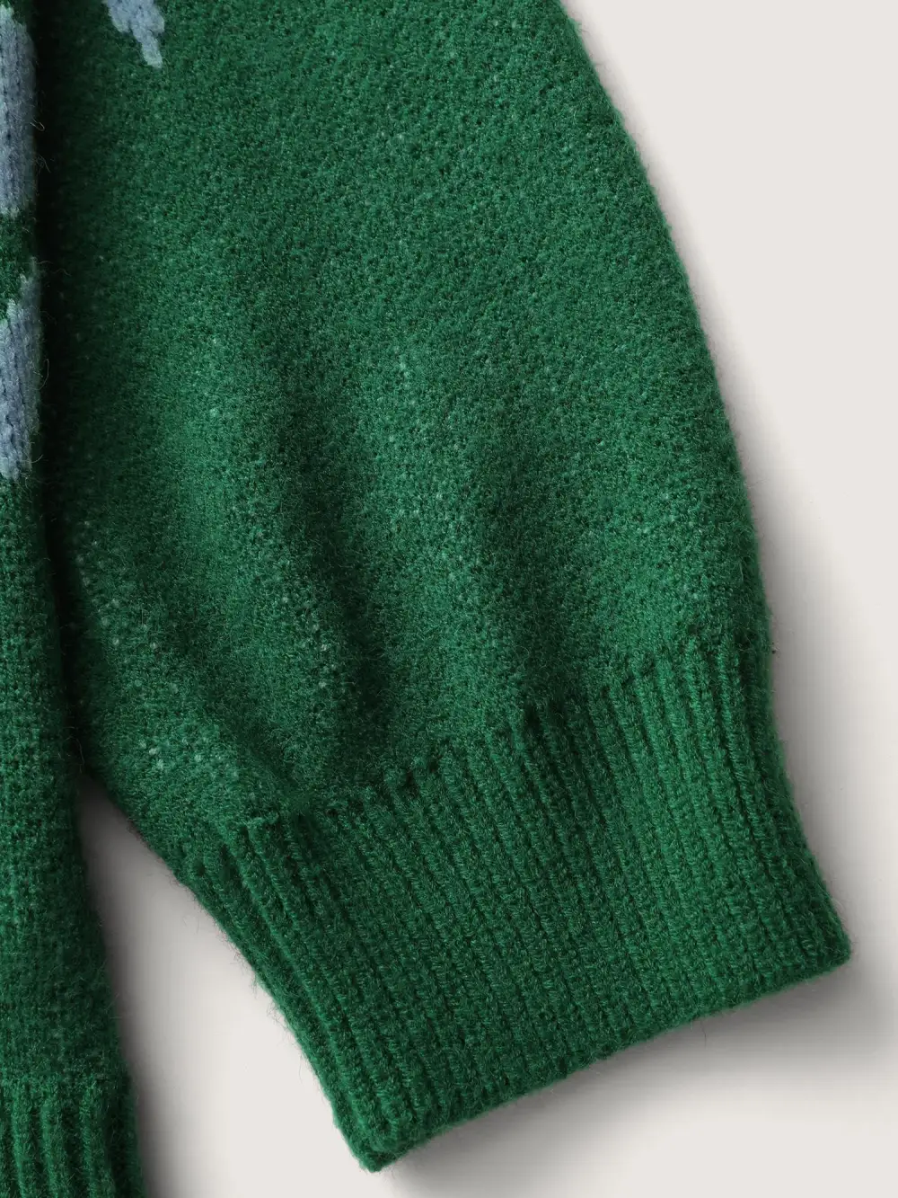 Cloudy Grass Print Jacquard Balloon Sleeve Pullover