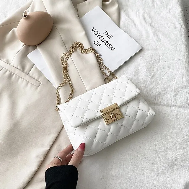 Women's Handbag Crossbody Bag Shoulder Bag Mobile Phone Bag PU Leather Office Daily Buckle Adjustable Large Capacity Waterproof Solid Color Black White Beige
