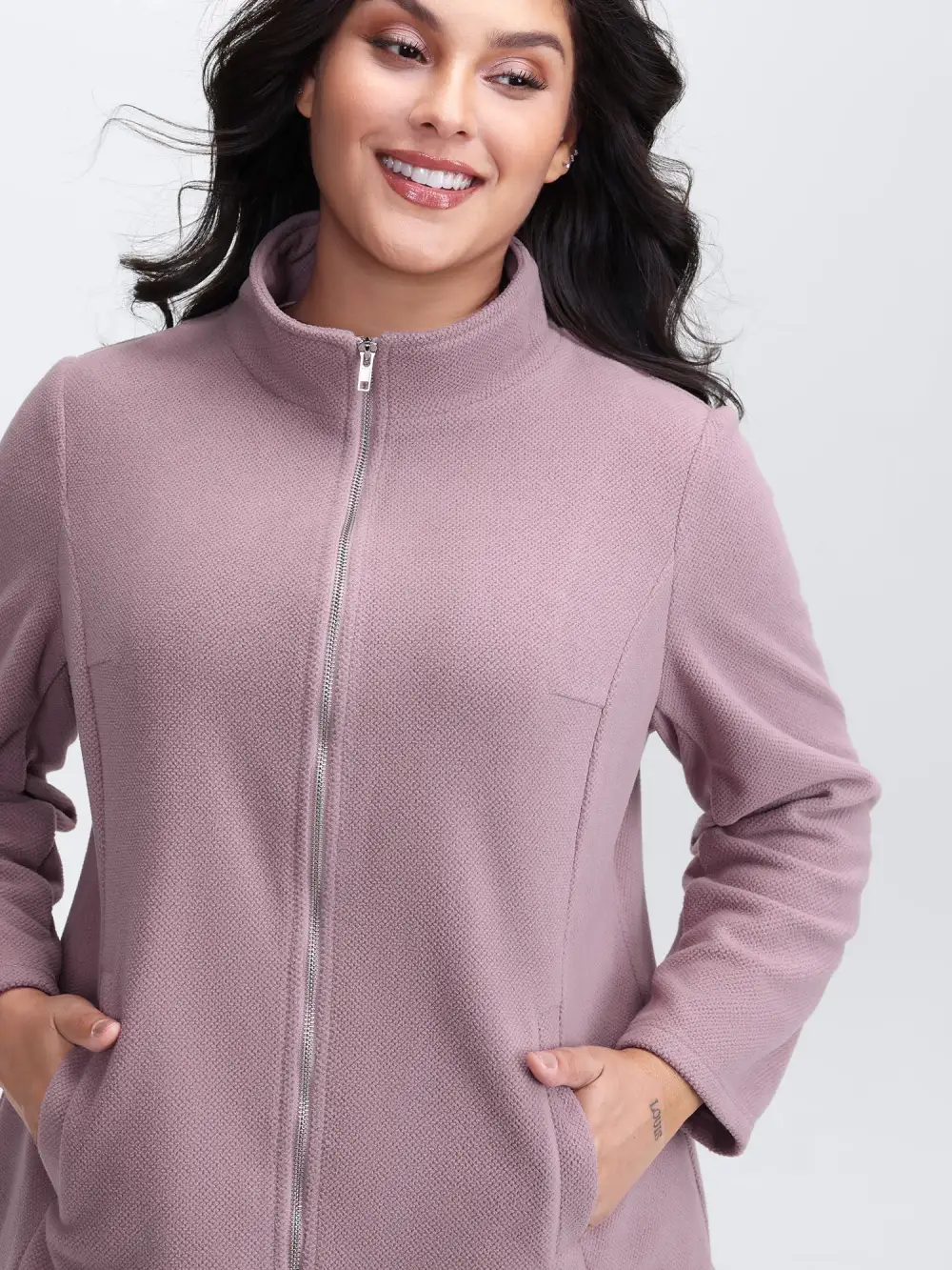 Velvety-Feel Pockets Zipper Jacket