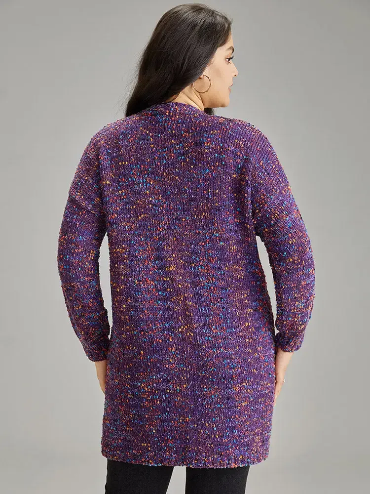 Colour Textured Open Front Cardigan