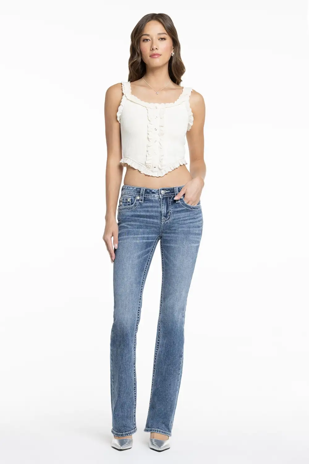 Zinnia Cross Stitch Bootcut Jeans