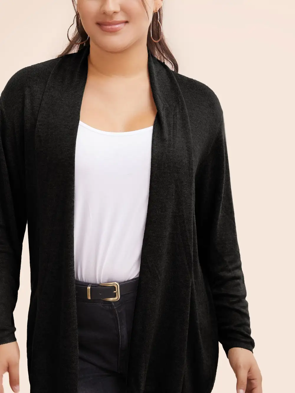 Supersoft Essentials Plain Lapel Collar Drape Cardigan