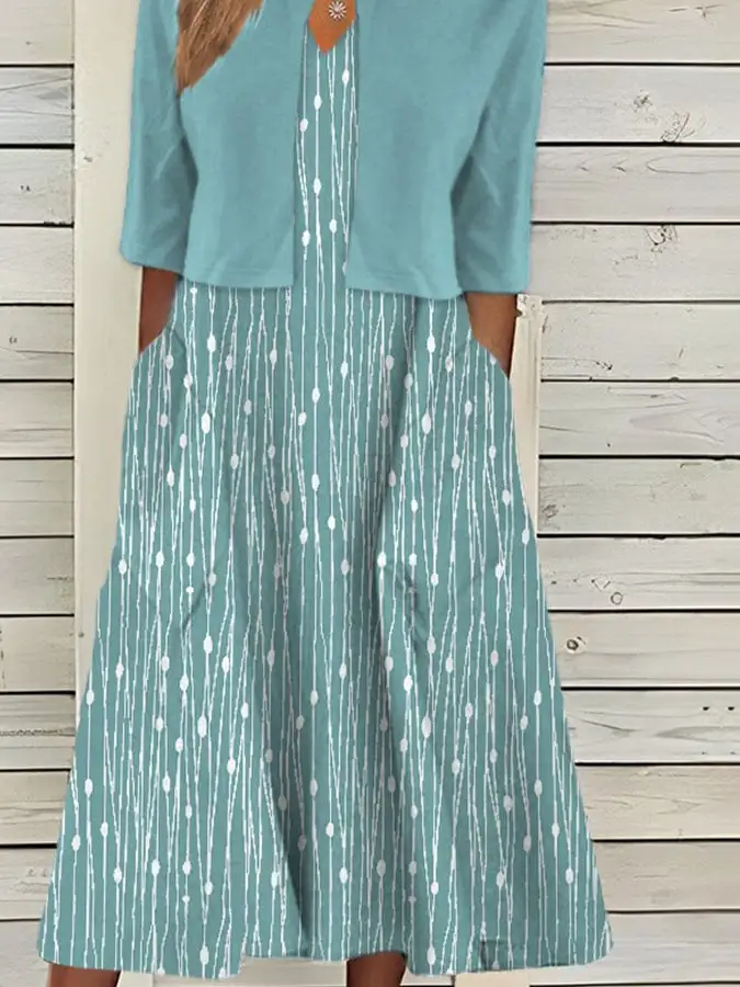 Trendy Polka Dot Print Two-Piece Dress