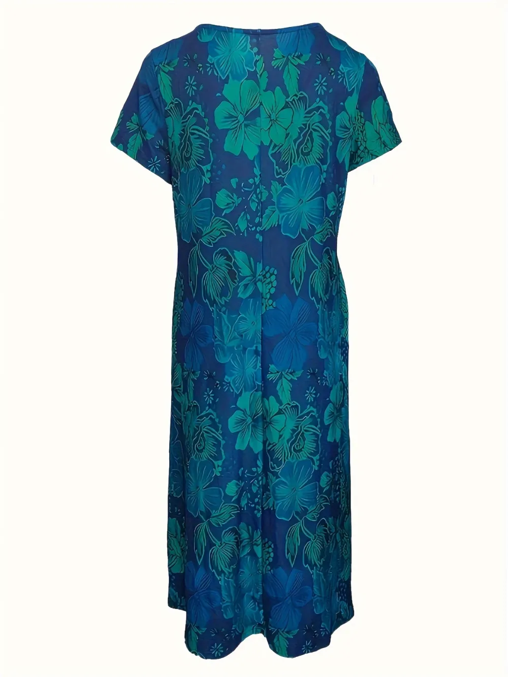 Vibrant Floral Print Notch Neck Chic Dress