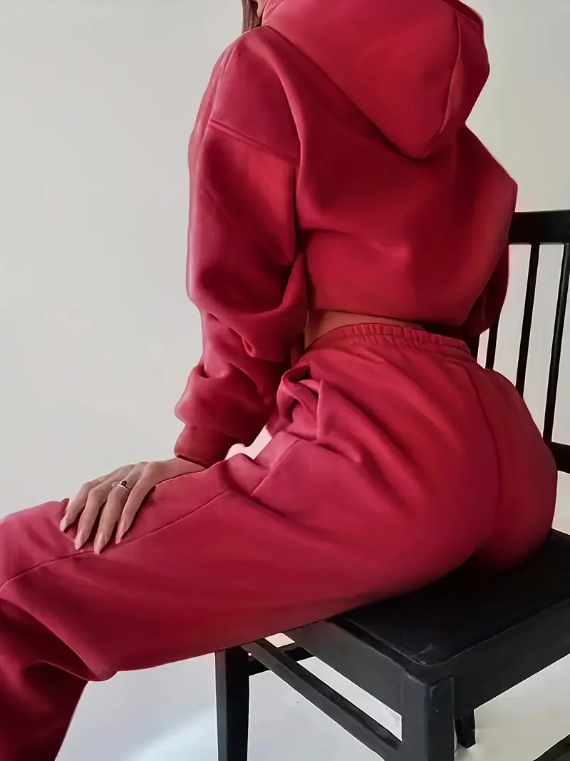 Casual Two-piece Set, Letter Print Long Sleeve Hooded Sweatshirt & Elastic Waist Sweatpants Outfits, Women's Clothing